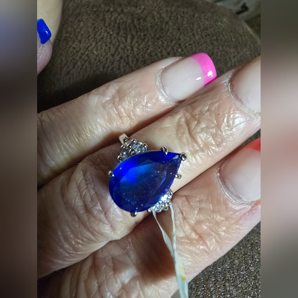 Bomb Party Ring Elegant Blue Teardrop Ring